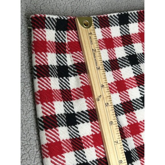 Talbots Skirt Size 6 Wool Blend Red Black Plaid Side Zip Above Knee Preppy - Picture 9 of 10